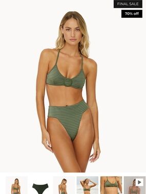 PQ Swim Olive Green Ribbed High-Waist Bikini new without tags